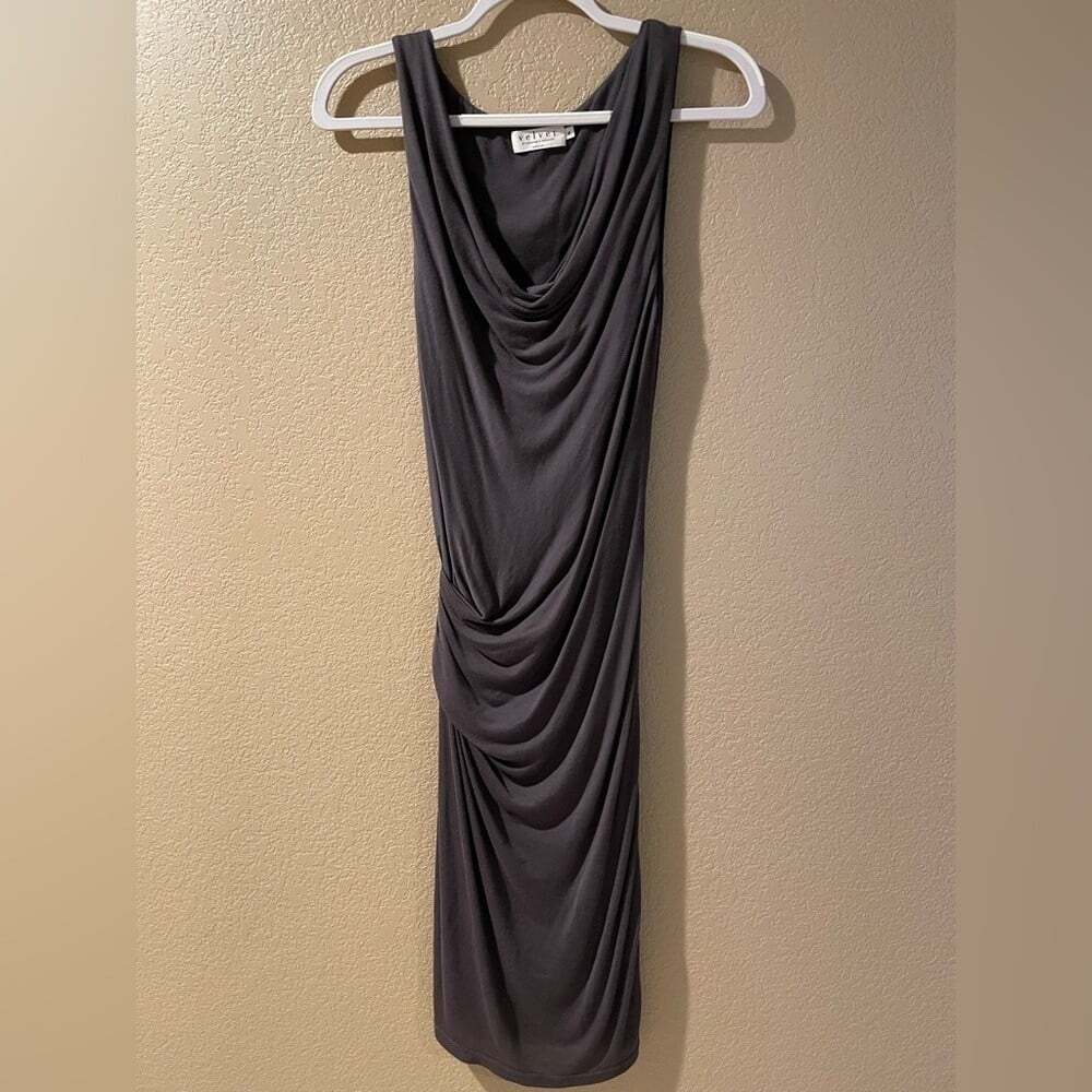 Velvet by Graham & Spencer Charcoal Draped Midi Dress